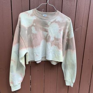 Up-cycled cropped and bleach dyed sweatshirt
